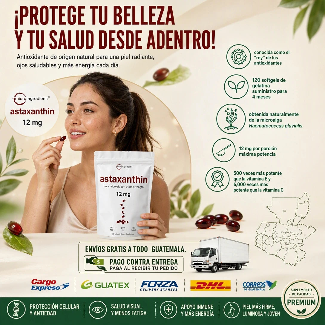 ASTAXANTINA PREMIUM 12MG X60 – ANTIOXIDANTE DIARIO - 2 MESES DE BIENESTAR ✨🔥