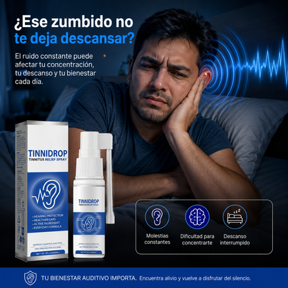 TINNIDROP SPRAY AUDITIVO 60ML – CONFORT PARA ZUMBIDOS Y CUIDADO DIARIO 👂💙 ¡OFERTA ESPECIAL!