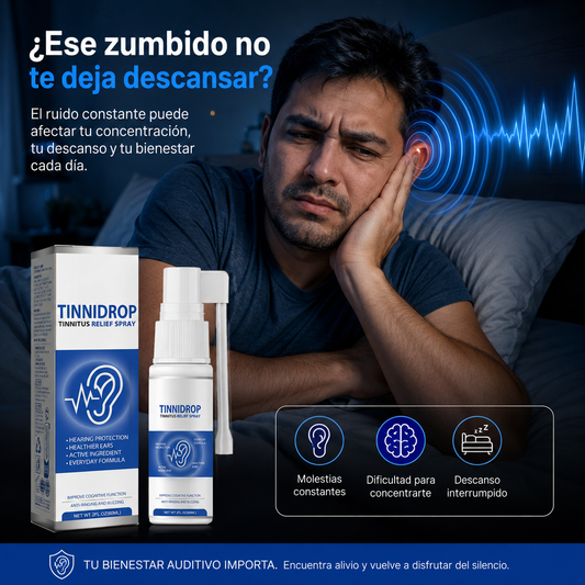 TINNIDROP SPRAY AUDITIVO 60ML – CONFORT PARA ZUMBIDOS Y CUIDADO DIARIO 👂💙 ¡OFERTA ESPECIAL!