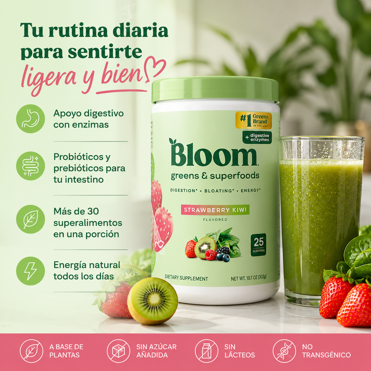 BLOOM GREENS 303G – APOYO DIGESTIVO Y BIENESTAR DIARIO 🍓🥝✨ OFERTA ESPECIAL