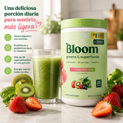 BLOOM GREENS 303G – APOYO DIGESTIVO Y BIENESTAR DIARIO 🍓🥝✨ OFERTA ESPECIAL
