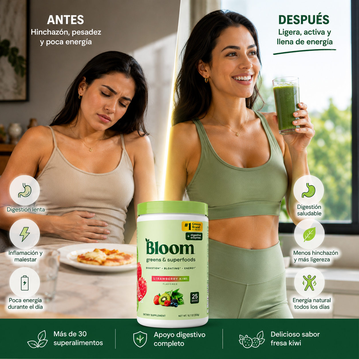 BLOOM GREENS 303G – APOYO DIGESTIVO Y BIENESTAR DIARIO 🍓🥝✨ OFERTA ESPECIAL