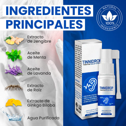 TINNIDROP SPRAY AUDITIVO 60ML – CONFORT PARA ZUMBIDOS Y CUIDADO DIARIO 👂💙 ¡OFERTA ESPECIAL!