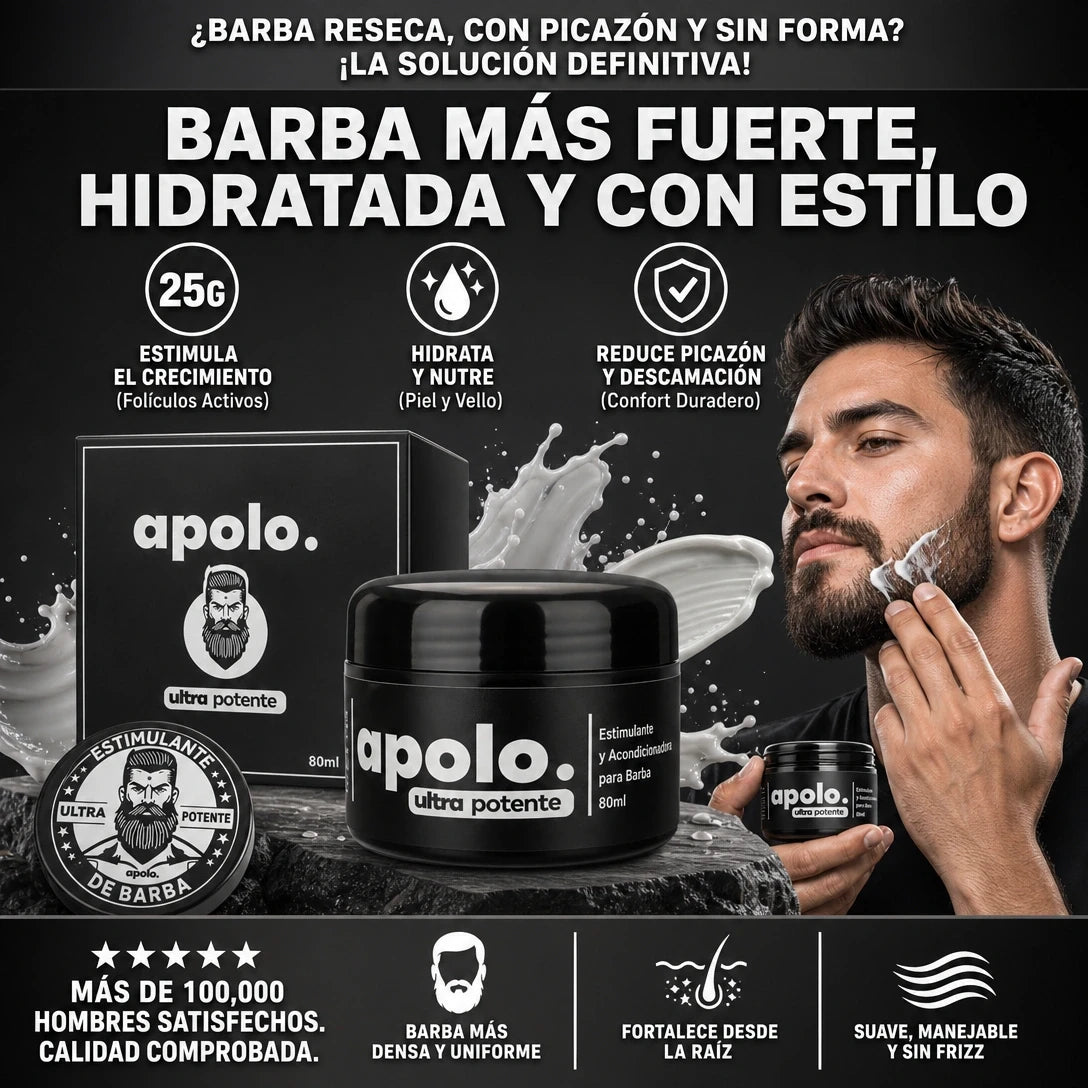 CREMA ESTIMULANTE PARA BARBA APOLO ULTRA POTENTE 80ML 🧔🔥 | ¡BARBA MÁS DENSA Y CUIDADA!