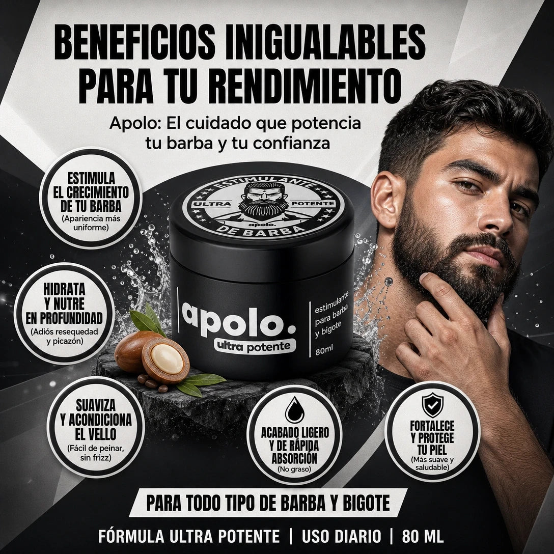 CREMA ESTIMULANTE PARA BARBA APOLO ULTRA POTENTE 80ML 🧔🔥 | ¡BARBA MÁS DENSA Y CUIDADA!