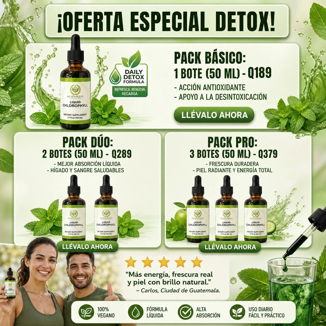 💚 CLOROFILA DETOX Líquida | Frescura Natural para tu Rutina Diaria 🌿✨ ENVÍO GRATIS
