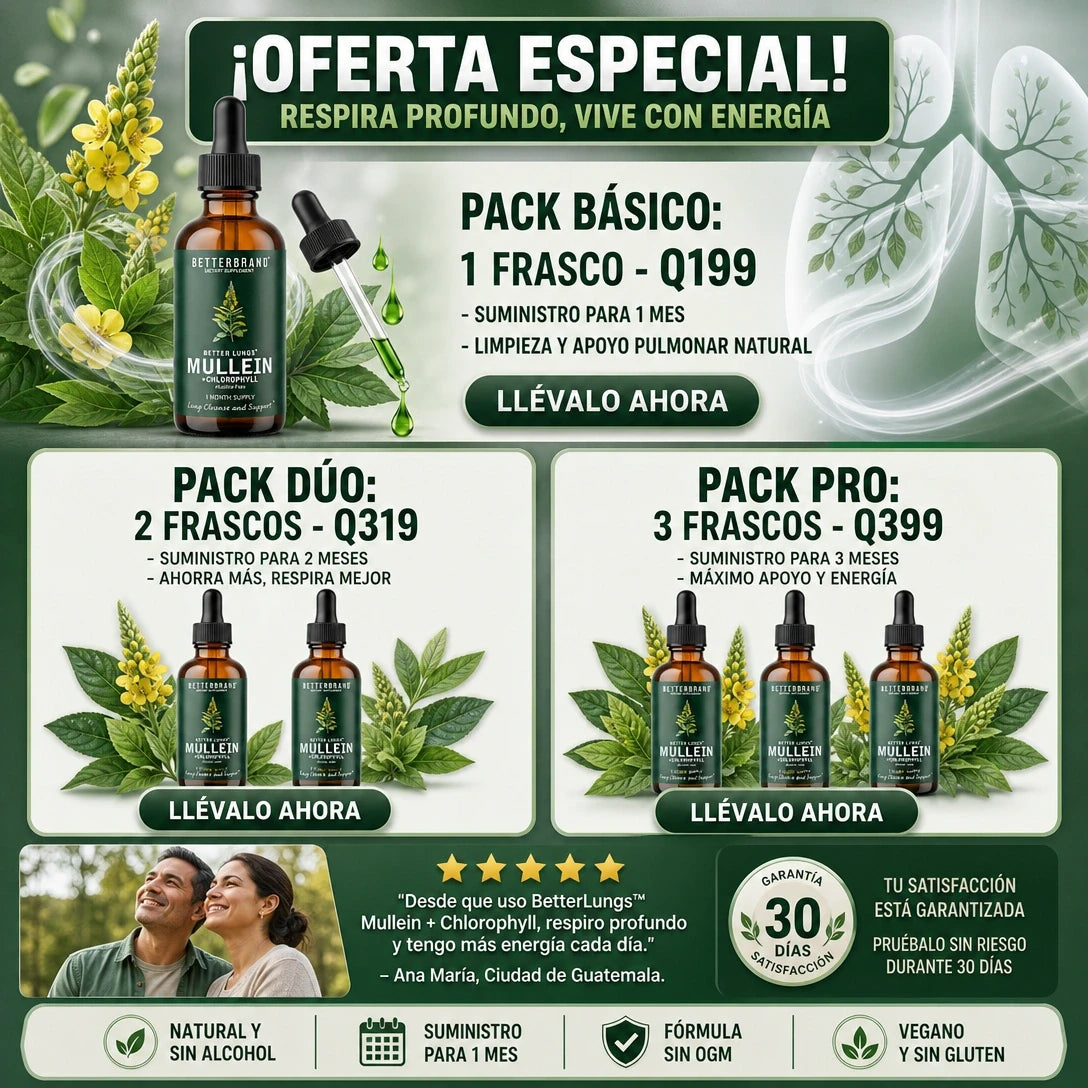 MULLEIN DETOX PULMONAR 120 ML 🌿💧 — Gotas de Gordolobo para Apoyo Respiratorio y Bienestar Diario 😮‍💨✨