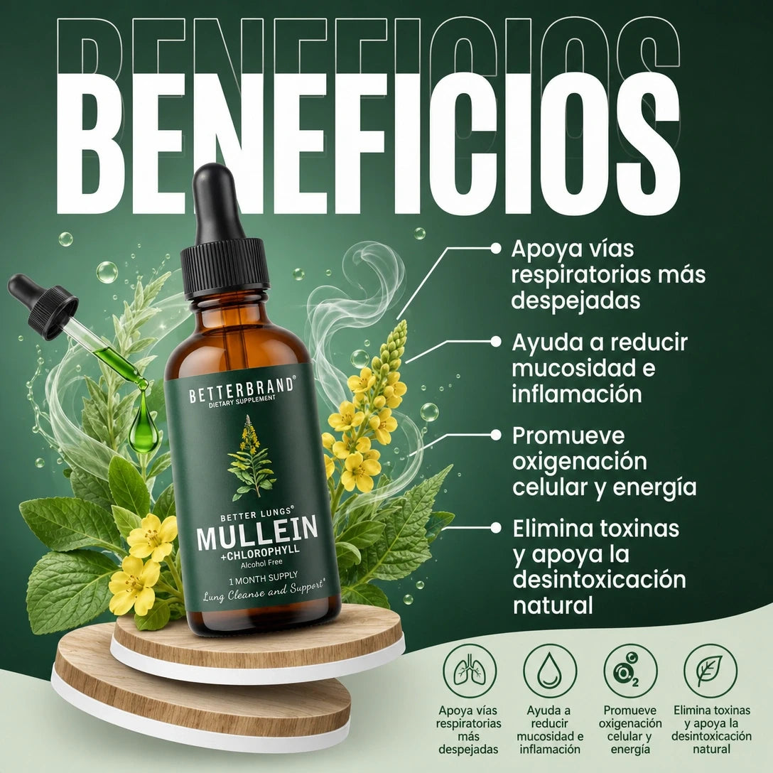 MULLEIN DETOX PULMONAR 120 ML 🌿💧 — Gotas de Gordolobo para Apoyo Respiratorio y Bienestar Diario 😮‍💨✨
