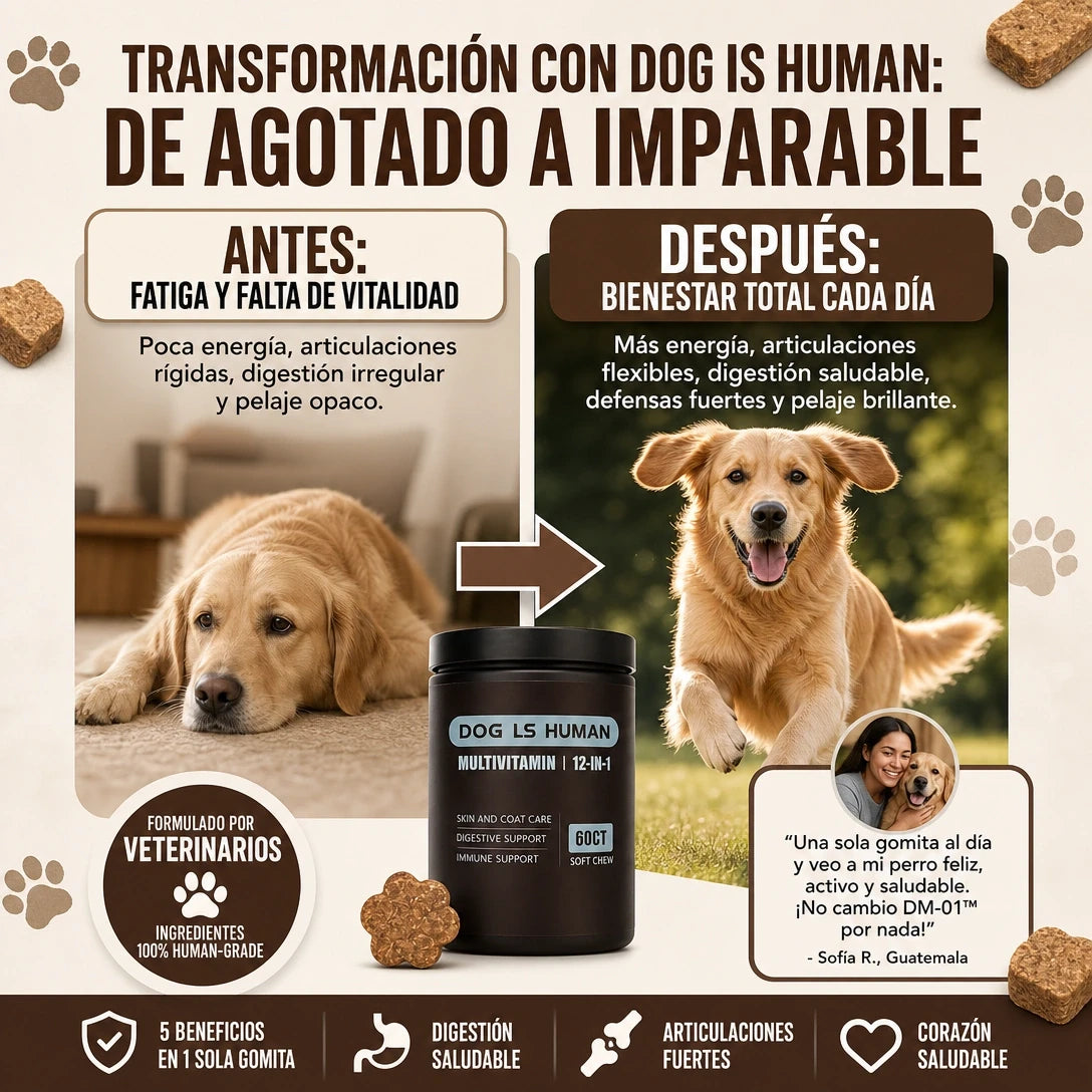 DOG IS HUMAN DAILY MULTIVITAMIN 🐶✨ Nutrición Premium 100% Human-Grade para un Perro Más Vital, Activo y Feliz — ¡Envío Gratis!