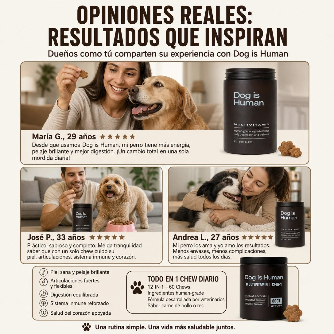 DOG IS HUMAN DAILY MULTIVITAMIN 🐶✨ Nutrición Premium 100% Human-Grade para un Perro Más Vital, Activo y Feliz — ¡Envío Gratis!