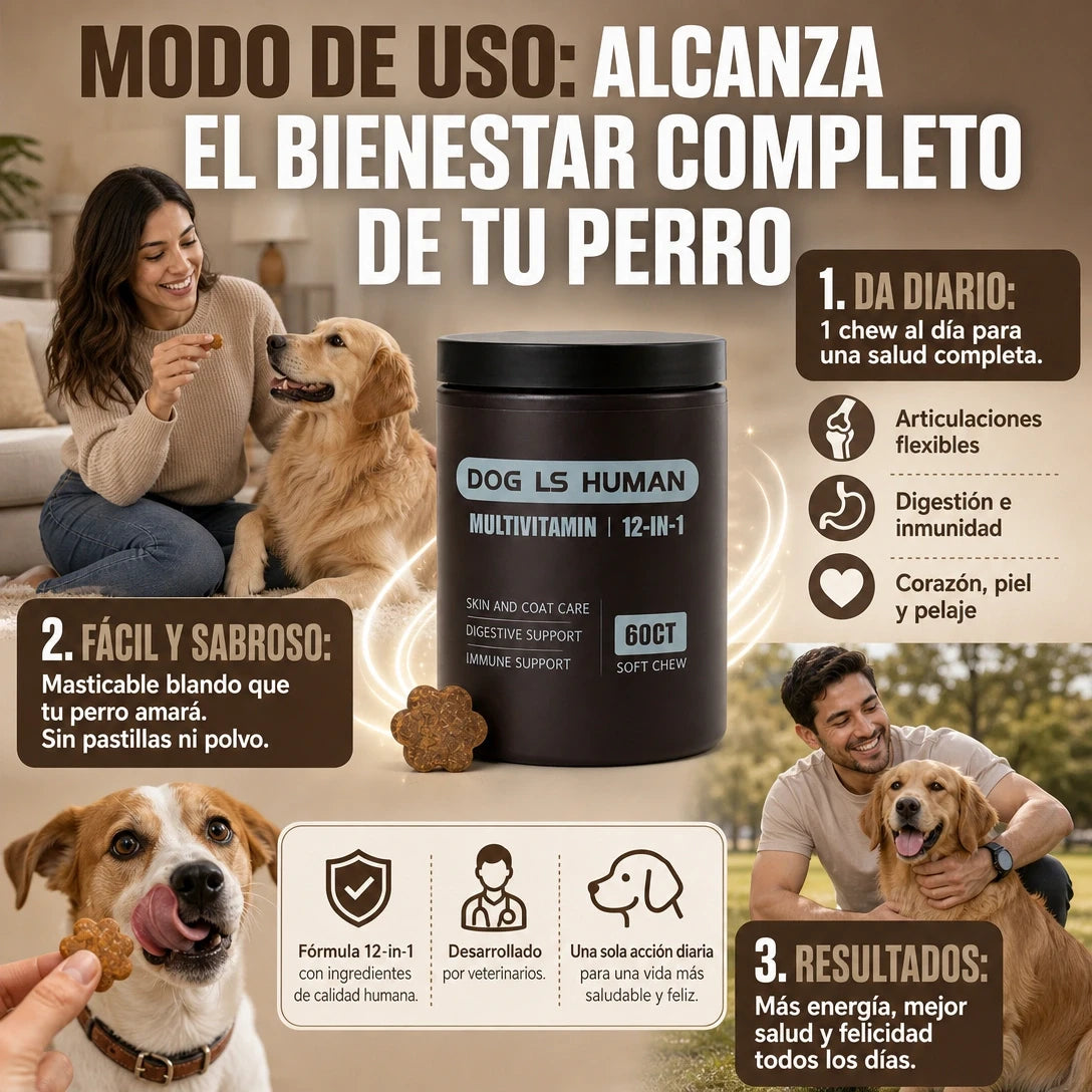 DOG IS HUMAN DAILY MULTIVITAMIN 🐶✨ Nutrición Premium 100% Human-Grade para un Perro Más Vital, Activo y Feliz — ¡Envío Gratis!