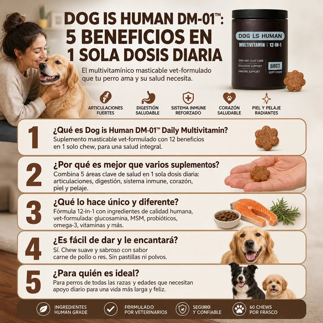 DOG IS HUMAN DAILY MULTIVITAMIN 🐶✨ Nutrición Premium 100% Human-Grade para un Perro Más Vital, Activo y Feliz — ¡Envío Gratis!