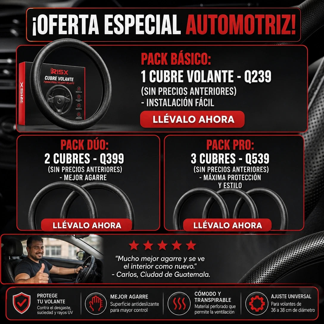 CUBRE VOLANTE PREMIUM ANTIDESLIZANTE 🚗✨ — MÁS COMODIDAD Y MEJOR AGARRE AL MANEJAR 🇬🇹🔥