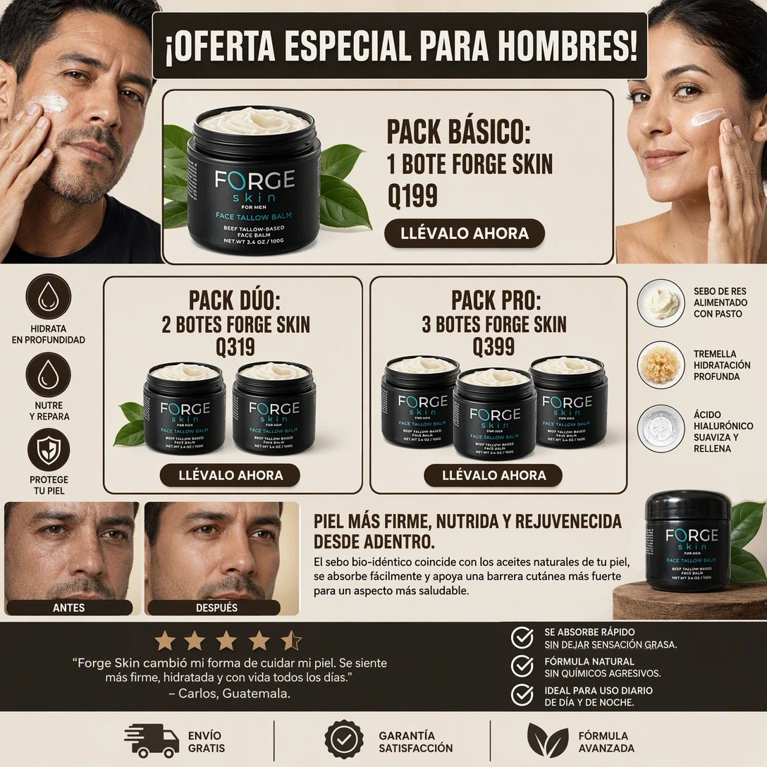 FORGE SKIN™ CREMA ANTIENVEJECIMIENTO 🧔✨ | ENVÍO GRATIS A TODO GUATEMALA