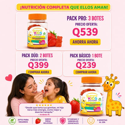 🍓 MULTIVITAMÍNICO KIDS 60 GOMITAS — NUTRICIÓN DIARIA Y SABOR A FRESA 😍✨