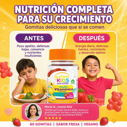 🍓 MULTIVITAMÍNICO KIDS 60 GOMITAS — NUTRICIÓN DIARIA Y SABOR A FRESA 😍✨