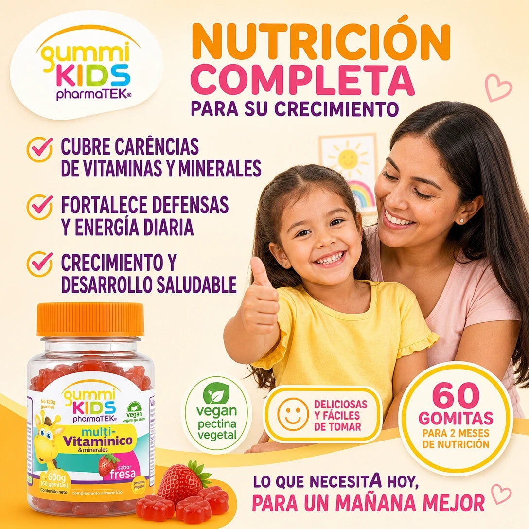 🍓 MULTIVITAMÍNICO KIDS 60 GOMITAS — NUTRICIÓN DIARIA Y SABOR A FRESA 😍✨