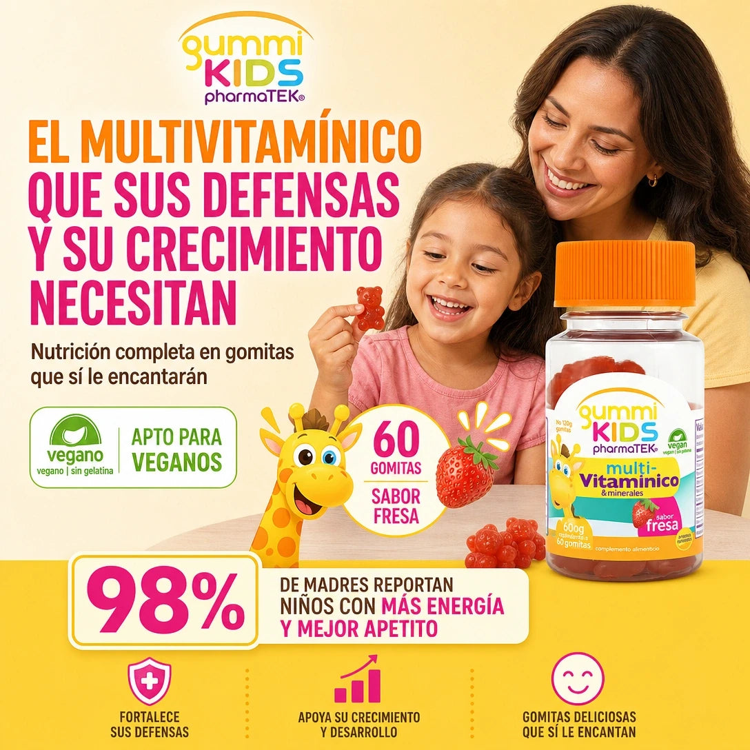 🍓 MULTIVITAMÍNICO KIDS 60 GOMITAS — NUTRICIÓN DIARIA Y SABOR A FRESA 😍✨