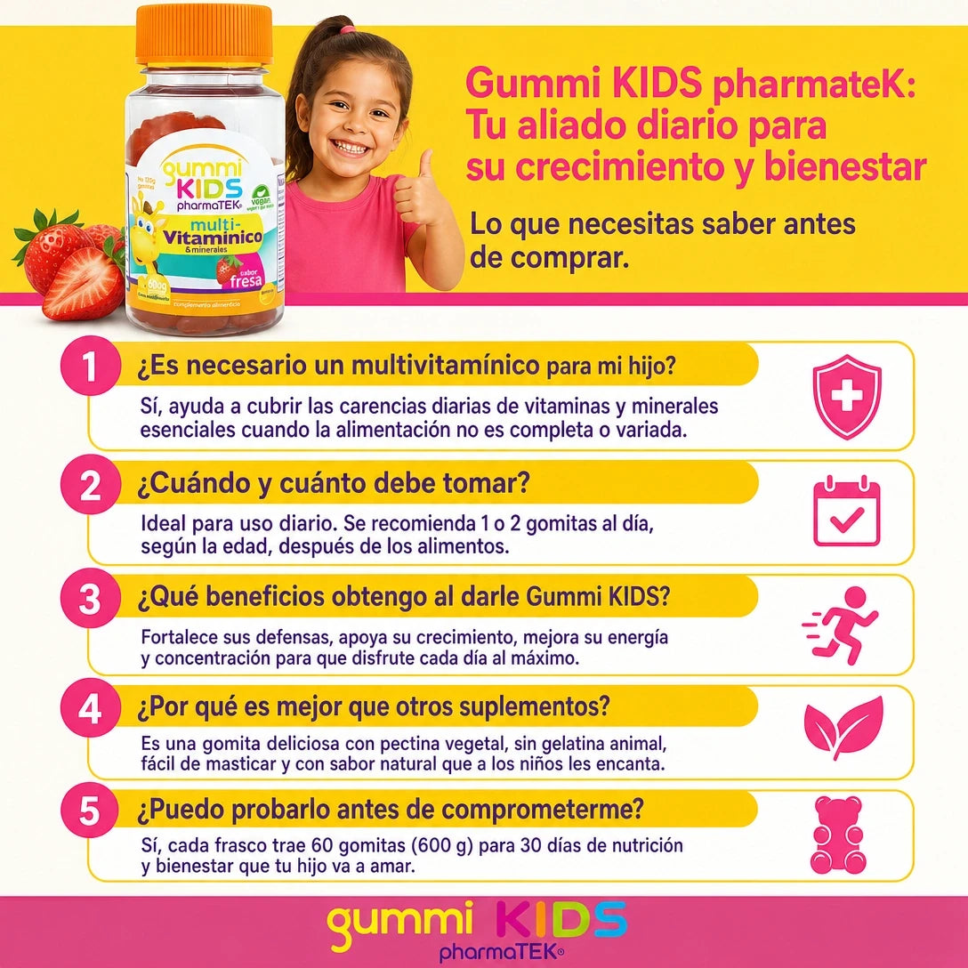 🍓 MULTIVITAMÍNICO KIDS 60 GOMITAS — NUTRICIÓN DIARIA Y SABOR A FRESA 😍✨