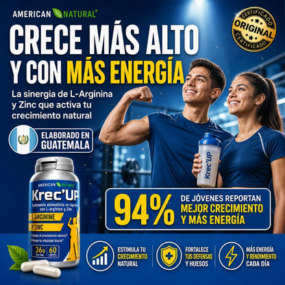 KREC KREC UP 60 CÁPSULAS 🌱💪 APOYO NATURAL PARA CRECIMIENTO, MÚSCULOS Y RENDIMIENTO ⚡🔥