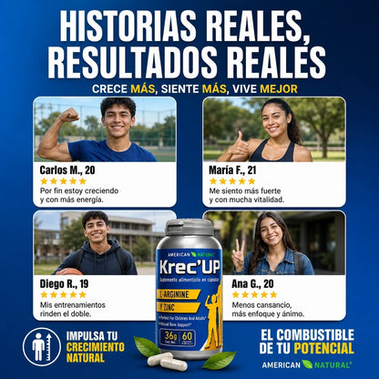 KREC KREC UP 60 CÁPSULAS 🌱💪 APOYO NATURAL PARA CRECIMIENTO, MÚSCULOS Y RENDIMIENTO ⚡🔥