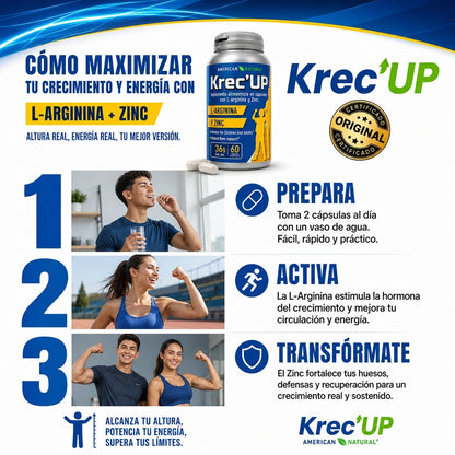 KREC KREC UP 60 CÁPSULAS 🌱💪 APOYO NATURAL PARA CRECIMIENTO, MÚSCULOS Y RENDIMIENTO ⚡🔥