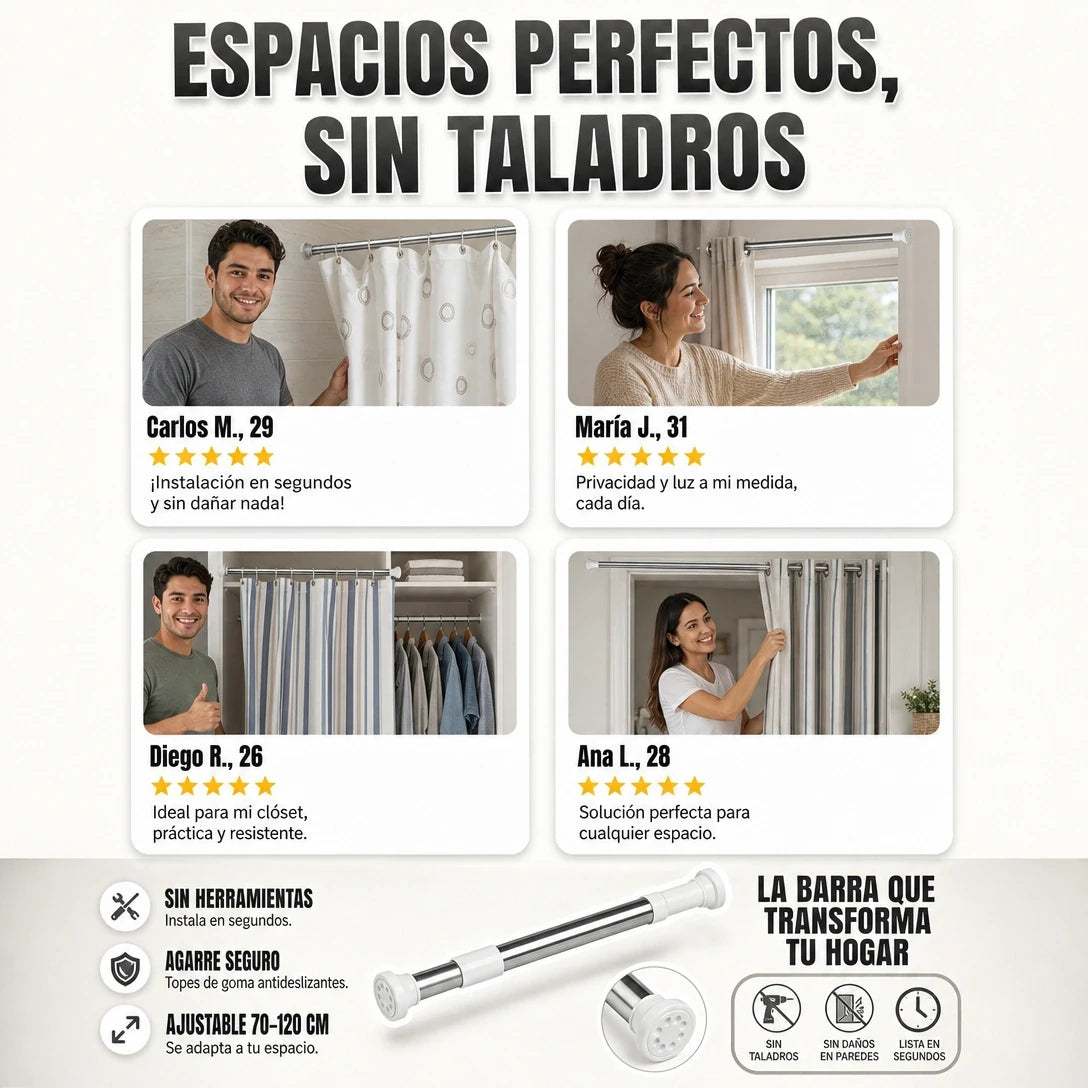 BARRA EXPANSIVA TELESCÓPICA PRO™ 🚀 | SECADO RÁPIDO + ORGANIZACIÓN PERFECTA