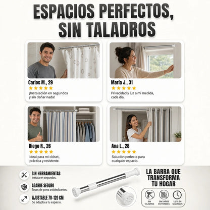 BARRA EXPANSIVA TELESCÓPICA PRO™ 🚀 | SECADO RÁPIDO + ORGANIZACIÓN PERFECTA