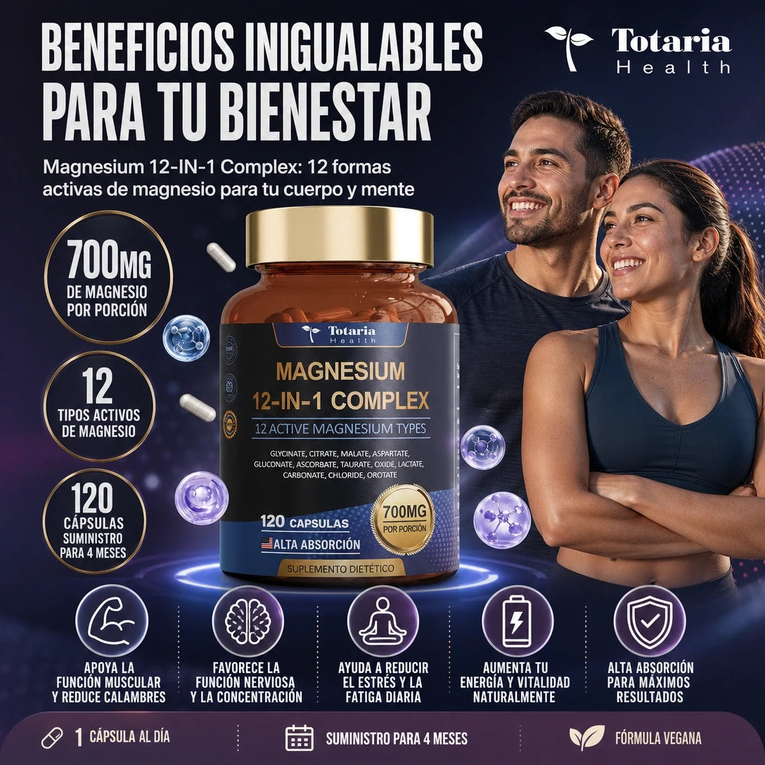 MAGNESIO TOTARIA 12 IN 1 | Energía, Descanso y Bienestar Diario 💚✨ | Envío gratis