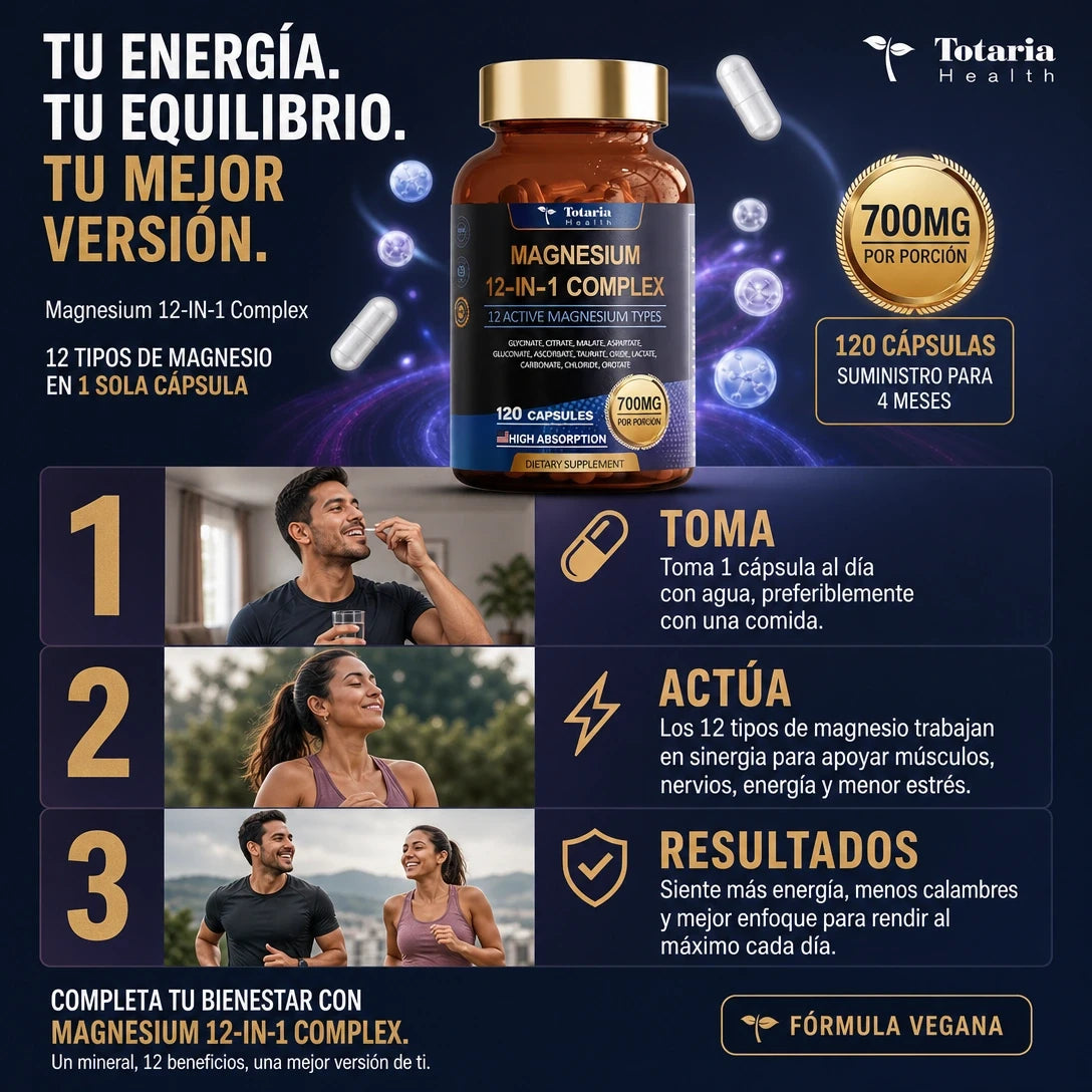 MAGNESIO TOTARIA 12 IN 1 | Energía, Descanso y Bienestar Diario 💚✨ | Envío gratis