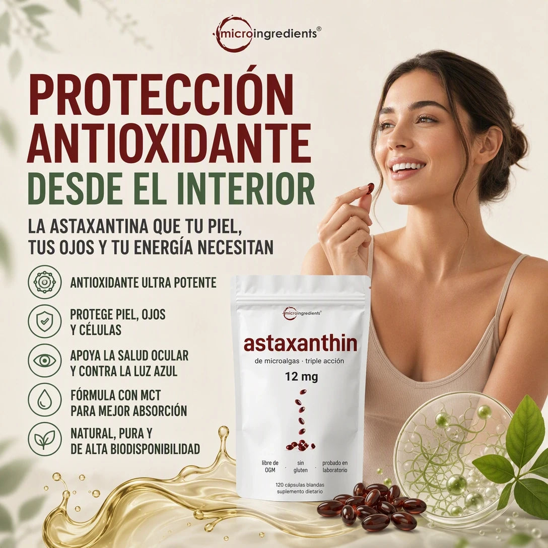 ASTAXANTINA PREMIUM 12MG X60 – ANTIOXIDANTE DIARIO - 2 MESES DE BIENESTAR ✨🔥