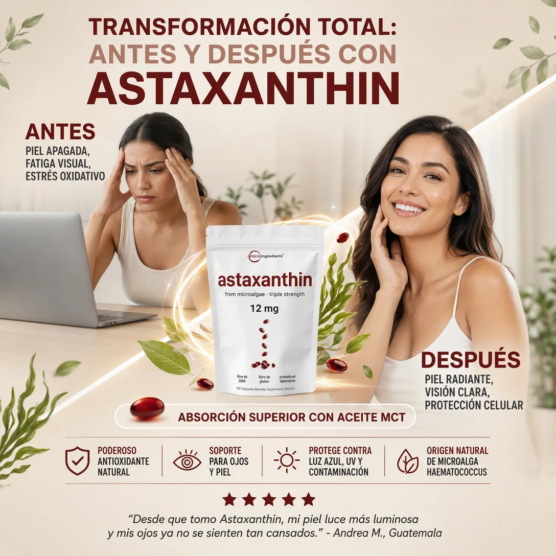 ASTAXANTINA PREMIUM 12MG X60 – ANTIOXIDANTE DIARIO - 2 MESES DE BIENESTAR ✨🔥