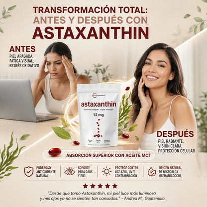ASTAXANTINA PREMIUM 12MG X60 – ANTIOXIDANTE DIARIO - 2 MESES DE BIENESTAR ✨🔥