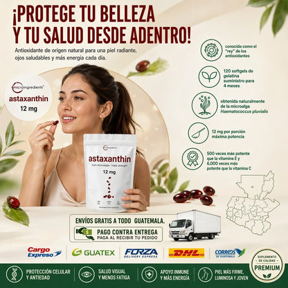 ASTAXANTINA PREMIUM 12MG X60 – ANTIOXIDANTE DIARIO - 2 MESES DE BIENESTAR ✨🔥