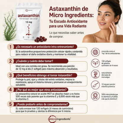 ASTAXANTINA PREMIUM 12MG X60 – ANTIOXIDANTE DIARIO - 2 MESES DE BIENESTAR ✨🔥