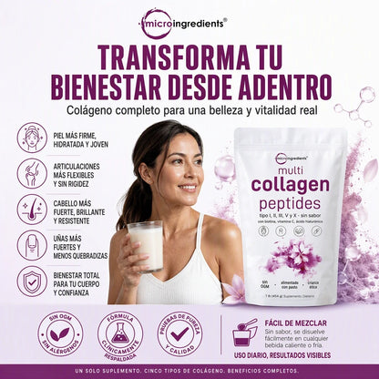 COLLAGEN PEPTIDES PREMIUM 1 LIBRA ✨💖 5 TIPOS DE COLÁGENO + BIOTINA Y ÁCIDO HIALURÓNICO | OFERTA ESPECIAL 🔥