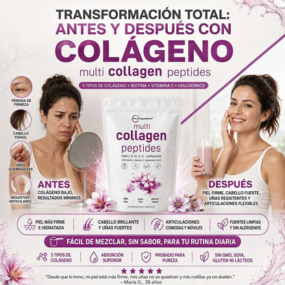 COLLAGEN PEPTIDES PREMIUM 1 LIBRA ✨💖 5 TIPOS DE COLÁGENO + BIOTINA Y ÁCIDO HIALURÓNICO | OFERTA ESPECIAL 🔥