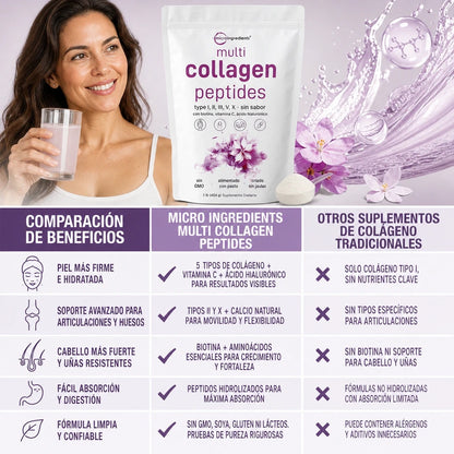 COLLAGEN PEPTIDES PREMIUM 1 LIBRA ✨💖 5 TIPOS DE COLÁGENO + BIOTINA Y ÁCIDO HIALURÓNICO | OFERTA ESPECIAL 🔥