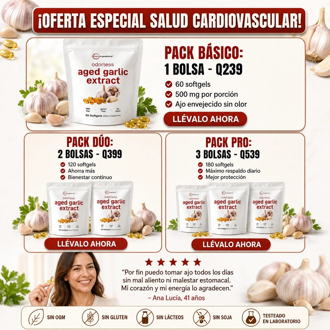 CÁPSULAS AJO ENVEJECIDO PREMIUM™ 💚 | SALUD CARDIOVASCULAR POTENCIADA