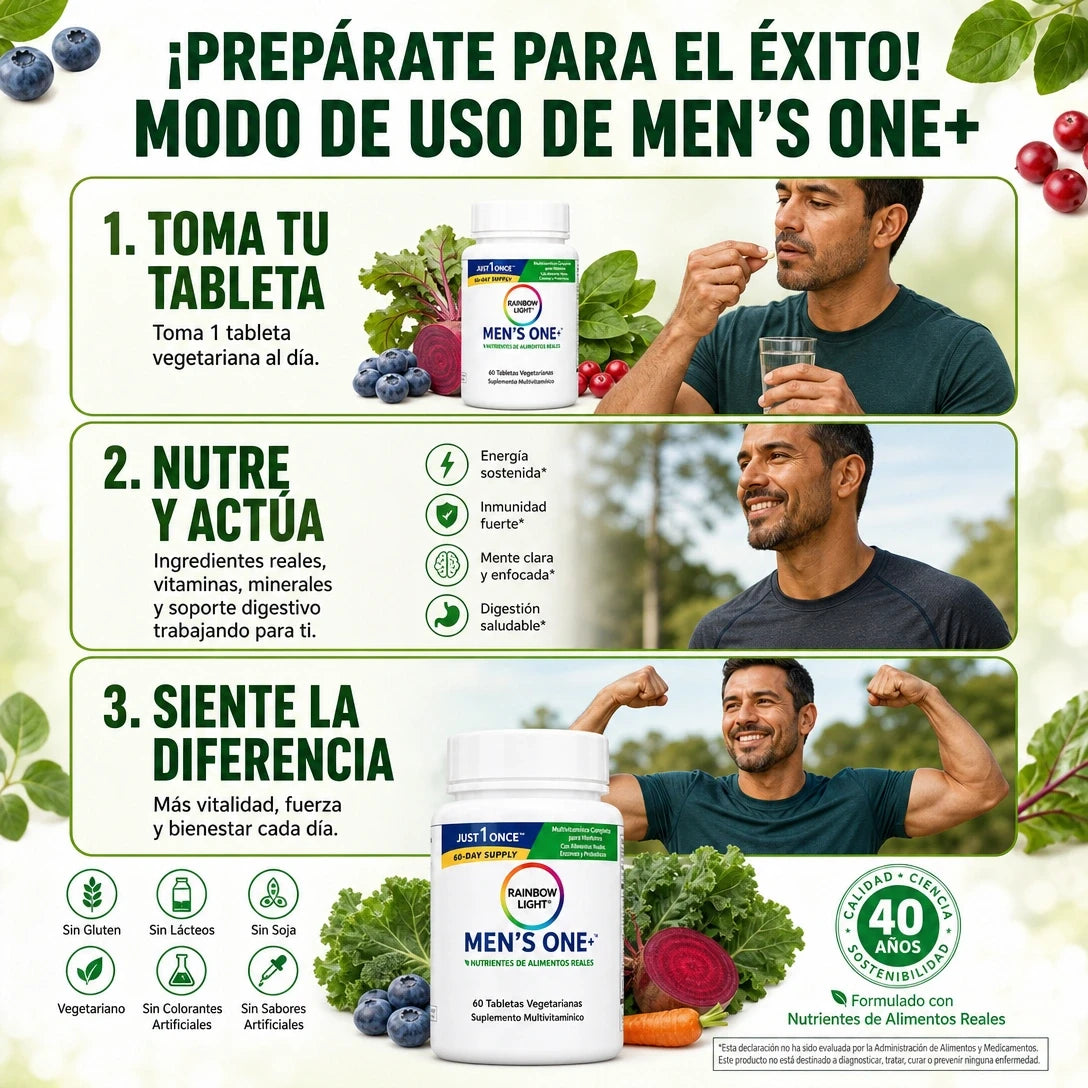 MEN’S ONE+ MULTIVITAMÍNICO COMPLETO PARA HOMBRES 💪🌿 ¡NUTRICIÓN DIARIA EN 1 TABLETA! ⚡