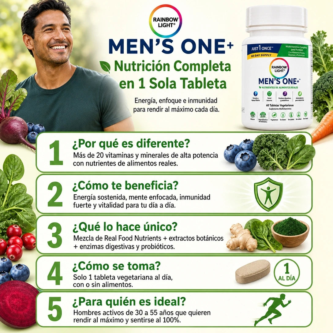 MEN’S ONE+ MULTIVITAMÍNICO COMPLETO PARA HOMBRES 💪🌿 ¡NUTRICIÓN DIARIA EN 1 TABLETA! ⚡