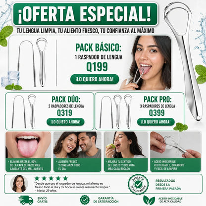 🦷 KIT LIMPIADOR LENGUA PRO™ | Respira Fresco, Sonríe Seguro | ENVÍO GRATIS A GUATEMALA