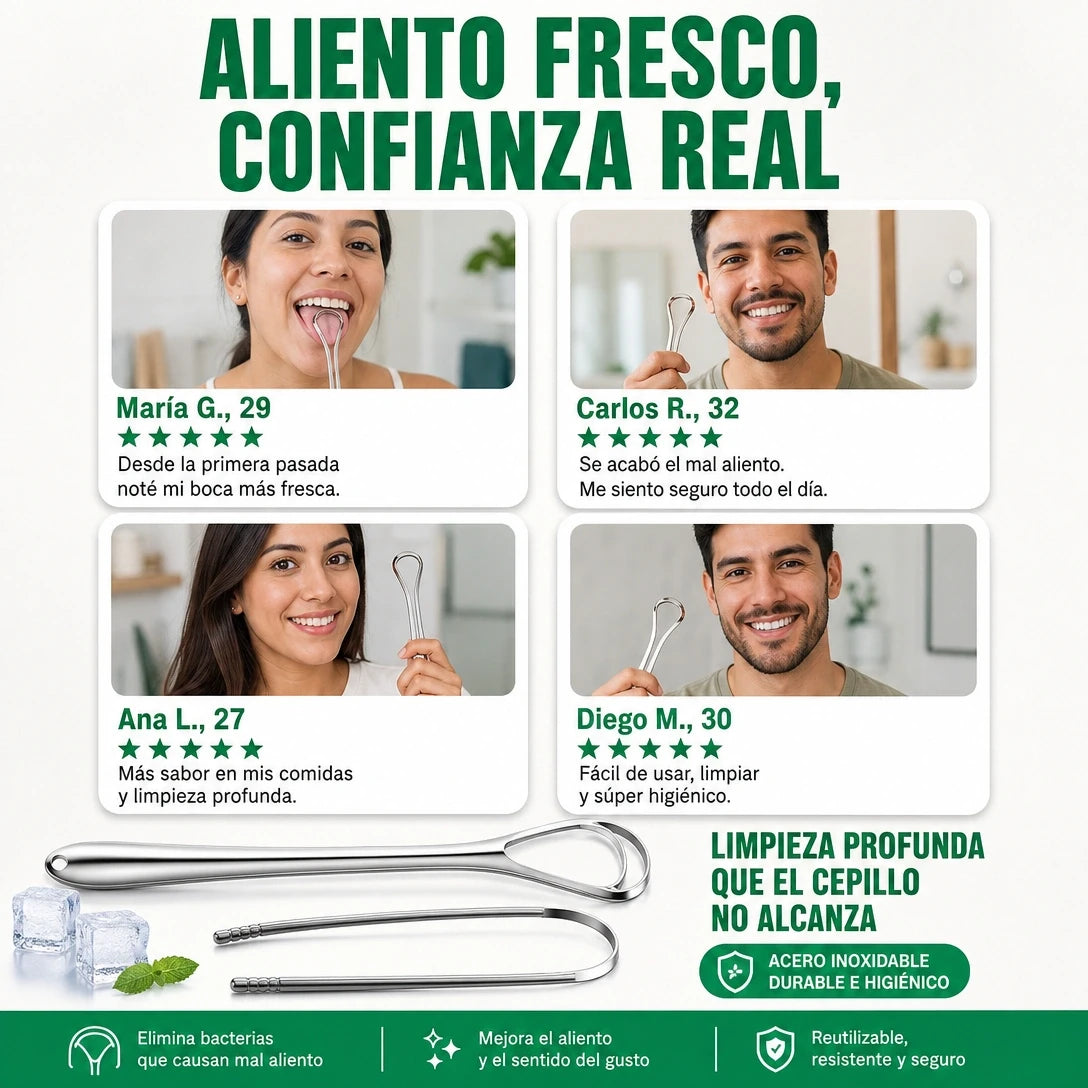 🦷 KIT LIMPIADOR LENGUA PRO™ | Respira Fresco, Sonríe Seguro | ENVÍO GRATIS A GUATEMALA