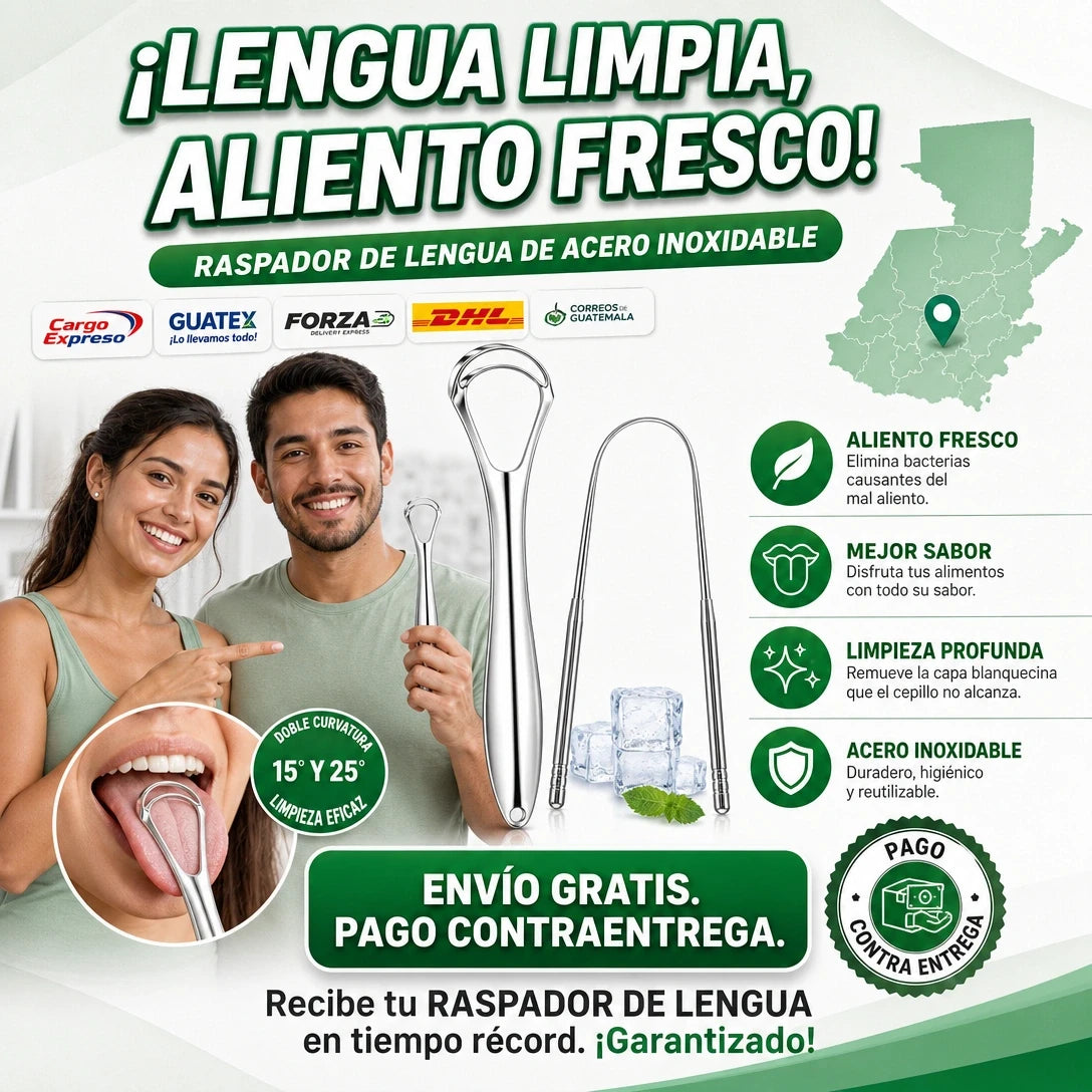 🦷 KIT LIMPIADOR LENGUA PRO™ | Respira Fresco, Sonríe Seguro | ENVÍO GRATIS A GUATEMALA