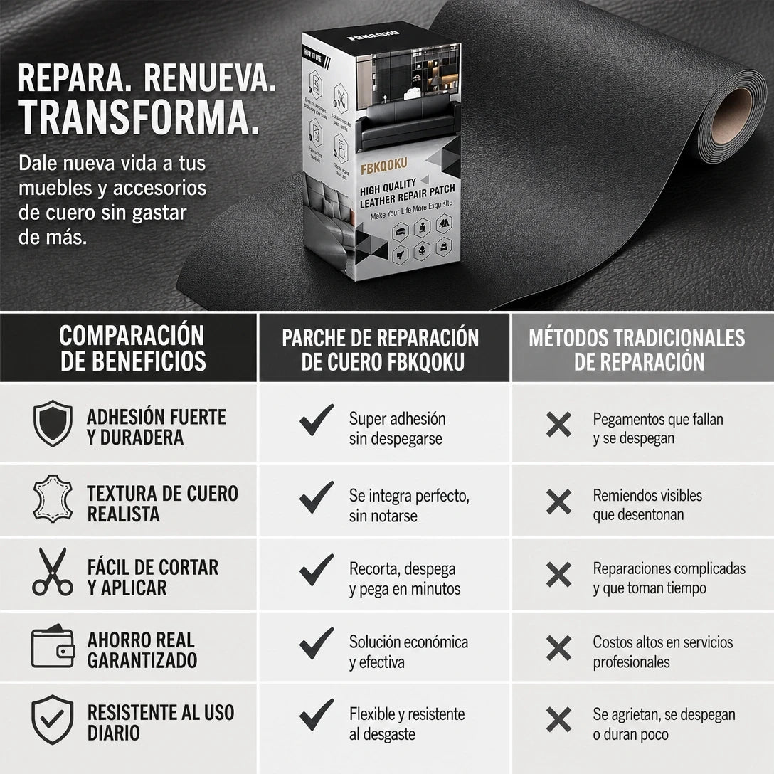 PARCHE DE CUERO REPARADOR™ 🛡️ | RESTAURA TUS PRENDAS EN SEGUNDOS