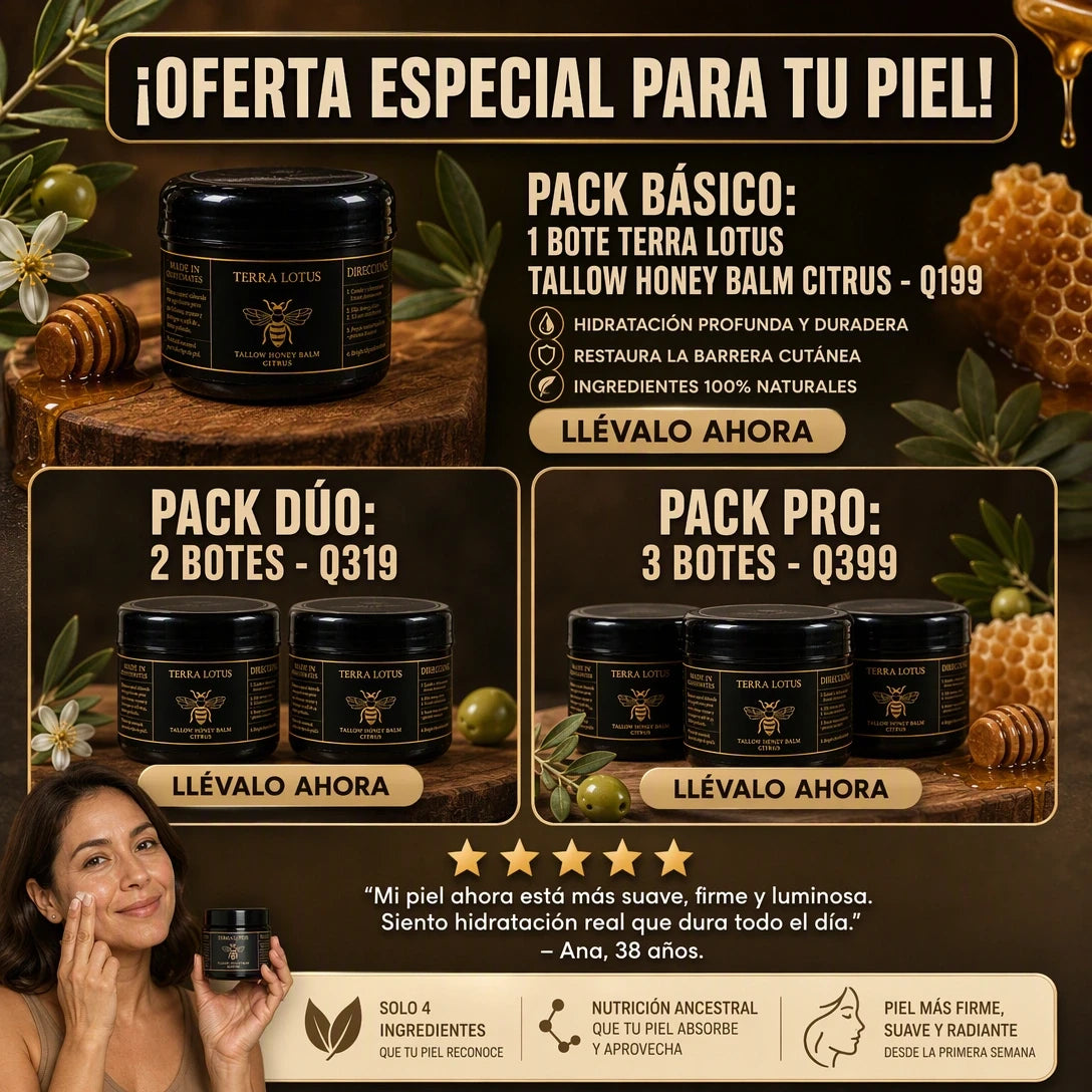 TERRA LOTUS™ BÁLSAMO DE SEBO + MIEL 🍯✨ HIDRATACIÓN PROFUNDA PARA UNA PIEL SUAVE Y RADIANTE