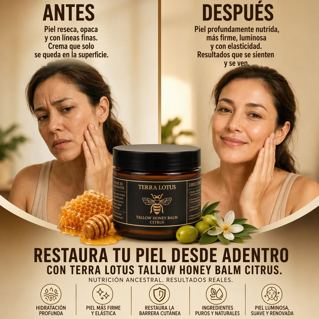 TERRA LOTUS™ BÁLSAMO DE SEBO + MIEL 🍯✨ HIDRATACIÓN PROFUNDA PARA UNA PIEL SUAVE Y RADIANTE