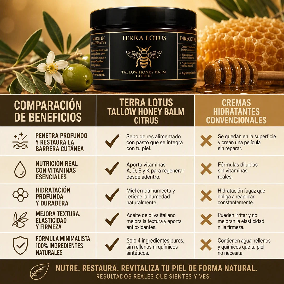 TERRA LOTUS™ BÁLSAMO DE SEBO + MIEL 🍯✨ HIDRATACIÓN PROFUNDA PARA UNA PIEL SUAVE Y RADIANTE