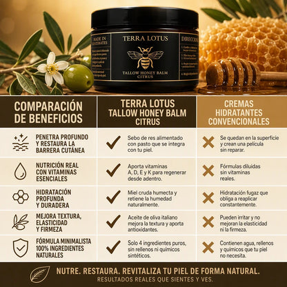 TERRA LOTUS™ BÁLSAMO DE SEBO + MIEL 🍯✨ HIDRATACIÓN PROFUNDA PARA UNA PIEL SUAVE Y RADIANTE