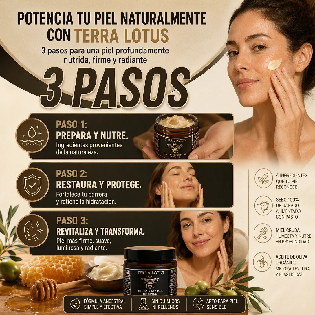 TERRA LOTUS™ BÁLSAMO DE SEBO + MIEL 🍯✨ HIDRATACIÓN PROFUNDA PARA UNA PIEL SUAVE Y RADIANTE